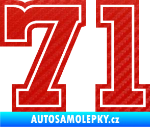 Samolepka Startovní číslo 71 typ 5 3D karbon červený