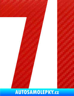 Samolepka Startovní číslo 71 3D karbon červený