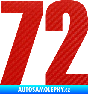Samolepka Startovní číslo 72 typ 2   3D karbon červený