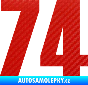 Samolepka Startovní číslo 74 typ 2     3D karbon červený