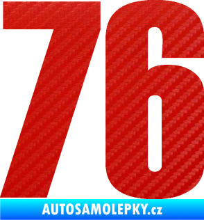 Samolepka Startovní číslo 76 typ 2       3D karbon červený