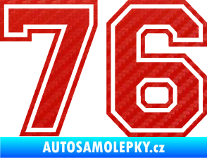 Samolepka Startovní číslo 76 typ 4 3D karbon červený