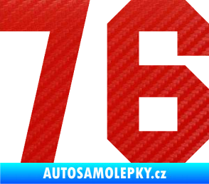 Samolepka Startovní číslo 76 3D karbon červený
