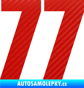 Samolepka Startovní číslo 77 typ 2        3D karbon červený