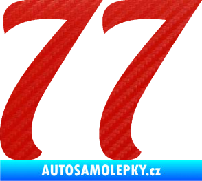 Samolepka Startovní číslo 77 typ 3   3D karbon červený