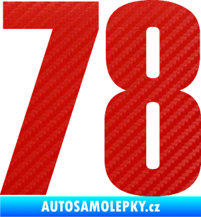 Samolepka Startovní číslo 78 typ 2         3D karbon červený