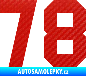 Samolepka Startovní číslo 78 3D karbon červený