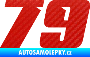 Samolepka Startovní číslo 79 typ 6 3D karbon červený