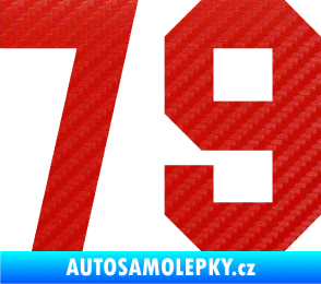 Samolepka Startovní číslo 79 3D karbon červený