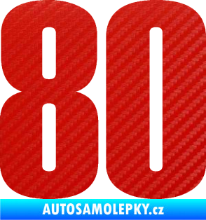 Samolepka Startovní číslo 80 typ 2           3D karbon červený