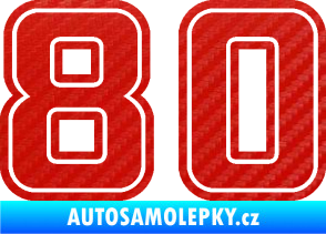 Samolepka Startovní číslo 80 typ 5 3D karbon červený