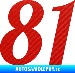 Samolepka Startovní číslo 81 typ 3   3D karbon červený
