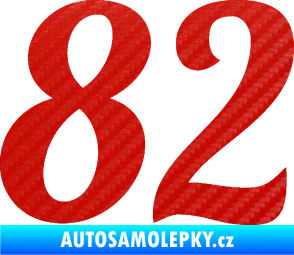 Samolepka Startovní číslo 82 typ 3   3D karbon červený