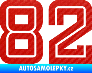 Samolepka Startovní číslo 82 typ 7 3D karbon červený