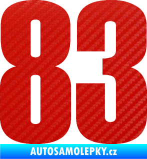 Samolepka Startovní číslo 83 typ 2   3D karbon červený