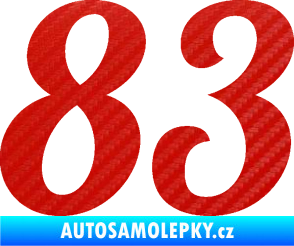 Samolepka Startovní číslo 83 typ 3   3D karbon červený