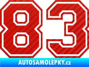 Samolepka Startovní číslo 83 typ 4 3D karbon červený