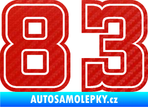Samolepka Startovní číslo 83 typ 5 3D karbon červený