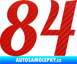 Samolepka Startovní číslo 84 typ 3  3D karbon červený