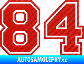 Samolepka Startovní číslo 84 typ 4 3D karbon červený