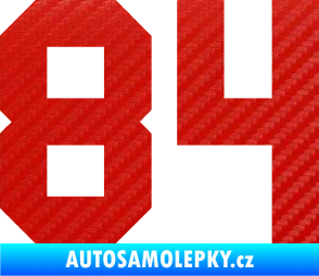 Samolepka Startovní číslo 84 3D karbon červený