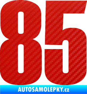 Samolepka Startovní číslo 85 typ 2     3D karbon červený