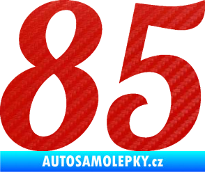 Samolepka Startovní číslo 85 typ 3   3D karbon červený