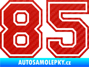 Samolepka Startovní číslo 85 typ 4 3D karbon červený