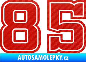 Samolepka Startovní číslo 85 typ 5 3D karbon červený