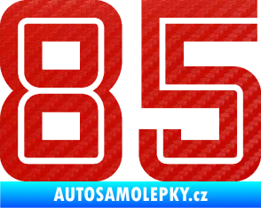 Samolepka Startovní číslo 85 typ 7 3D karbon červený