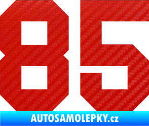 Samolepka Startovní číslo 85 3D karbon červený