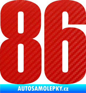Samolepka Startovní číslo 86 typ 2      3D karbon červený