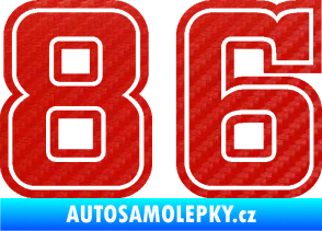 Samolepka Startovní číslo 86 typ 5 3D karbon červený