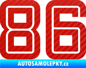 Samolepka Startovní číslo 86 typ 7 3D karbon červený