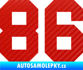 Samolepka Startovní číslo 86 3D karbon červený