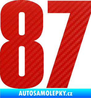 Samolepka Startovní číslo 87 typ 2       3D karbon červený