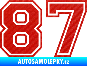Samolepka Startovní číslo 87 typ 4 3D karbon červený