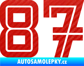 Samolepka Startovní číslo 87 typ 7 3D karbon červený
