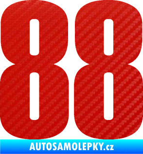 Samolepka Startovní číslo 88 typ 2        3D karbon červený