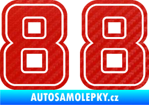 Samolepka Startovní číslo 88 typ 5 3D karbon červený