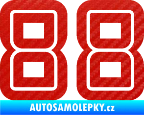 Samolepka Startovní číslo 88 typ 7 3D karbon červený