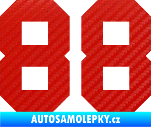Samolepka Startovní číslo 88 3D karbon červený