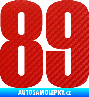 Samolepka Startovní číslo 89 typ 2         3D karbon červený