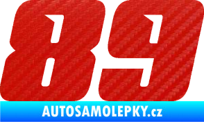 Samolepka Startovní číslo 89 typ 6 3D karbon červený