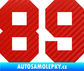 Samolepka Startovní číslo 89 3D karbon červený