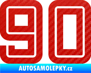Samolepka Startovní číslo 90 typ 7 3D karbon červený