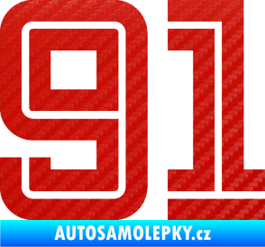 Samolepka Startovní číslo 91 typ 7 3D karbon červený
