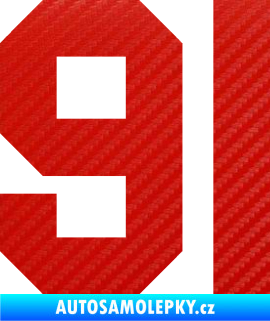 Samolepka Startovní číslo 91 3D karbon červený