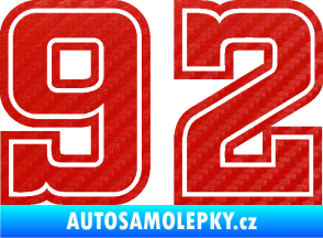 Samolepka Startovní číslo 92 typ 5 3D karbon červený