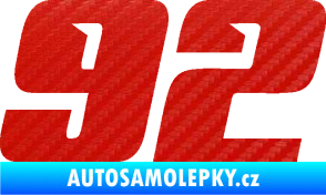 Samolepka Startovní číslo 92 typ 6 3D karbon červený